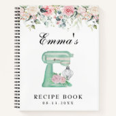 Elegant Wildflowers Roze Blauwgroen Receptenboek Notitieboek (Voorkant)