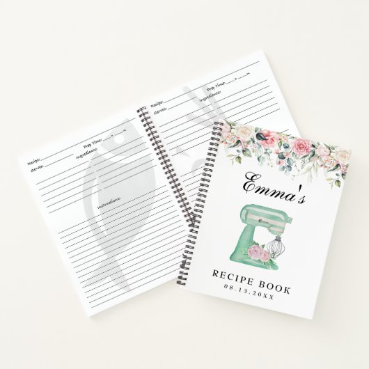 Elegant Wildflowers Roze Blauwgroen Receptenboek Notitieboek (Binnen)