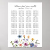 Elegant Wildflowers Spring Wedding Seating Chart Poster (Voorkant)