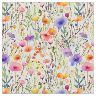 Elegant Wildflowers waterverf Stof