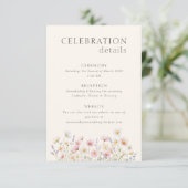 Elegant Wildflowers Wedding Ceremony Reception Informatiekaartje (Staand voorkant)