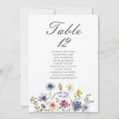 Elegant Wildflowers Wedding Table Number Card (Achterkant)