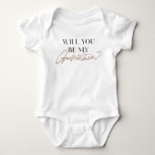 Elegant Will jij m'n godmoeder | Voorstel Baby B Romper (Voorkant)