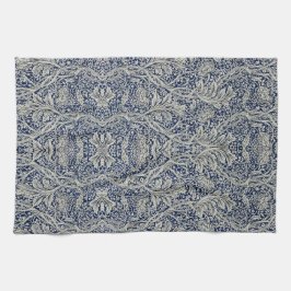 Elegant William Morris Bloemmotief Blauw Wit Patro Theedoek