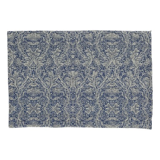 Elegant William Morris Floral Blauw Wit Patroon Kussensloop (Voorkant-Links)