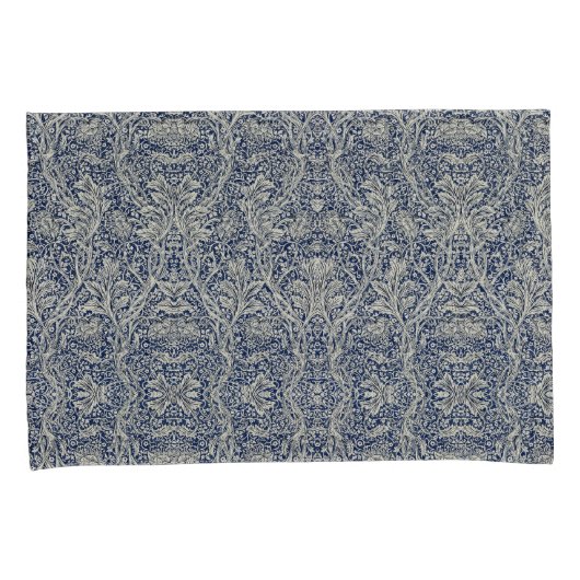 Elegant William Morris Floral Blauw Wit Patroon Kussensloop (Voorkant-Rechts)