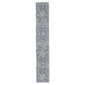 Elegant William Morris Floral Blauw Wit Patroon Lange Tafelloper (Voorkant)