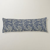 Elegant William Morris Floral Blauw Wit Patroon Lichaamskussen (Achterkant)