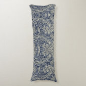 Elegant William Morris Floral Blauw Wit Patroon Lichaamskussen (Voorkant Verticaal)