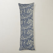 Elegant William Morris Floral Blauw Wit Patroon Lichaamskussen (Achterkant (Verticaal))