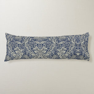 Elegant William Morris Floral Blauw Wit Patroon Lichaamskussen