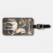 Elegant William Morris geïnspireerd wit paard Bagagelabel (Voorkant horizontaal)