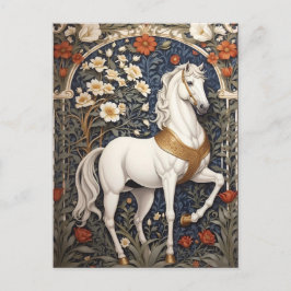 Elegant William Morris geïnspireerd wit paard Briefkaart