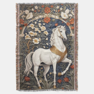 Elegant William Morris geïnspireerd wit paard Deken