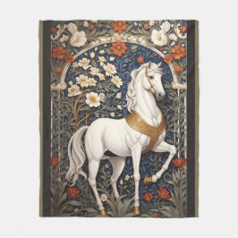 Elegant William Morris geïnspireerd wit paard Fleece Deken