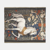 Elegant William Morris geïnspireerd wit paard Fleece Deken (Voorkant (Horizontaal))