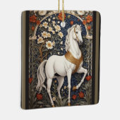 Elegant William Morris geïnspireerd wit paard Keramisch Ornament (Rechts)