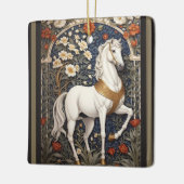 Elegant William Morris geïnspireerd wit paard Keramisch Ornament (Links)