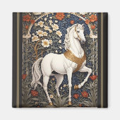 Elegant William Morris geïnspireerd wit paard Magneet (Voorkant)