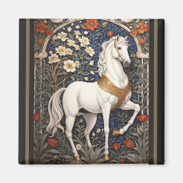 Elegant William Morris geïnspireerd wit paard Magneet