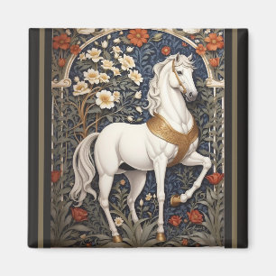 Elegant William Morris geïnspireerd wit paard Magneet