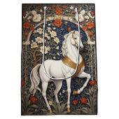 Elegant William Morris geïnspireerd wit paard Medium Cadeauzakje (Achterkant)