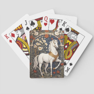 Elegant William Morris geïnspireerd wit paard Pokerkaarten