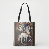 Elegant William Morris geïnspireerd wit paard Tote Bag (Voorkant)