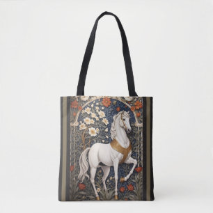 Elegant William Morris geïnspireerd wit paard Tote Bag