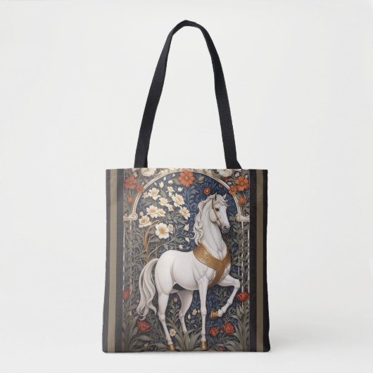 Elegant William Morris geïnspireerd wit paard Tote Bag (Voorkant)