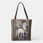 Elegant William Morris geïnspireerd wit paard Tote Bag (Achterkant)
