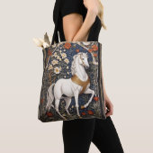 Elegant William Morris geïnspireerd wit paard Tote Bag (Dichtbij)