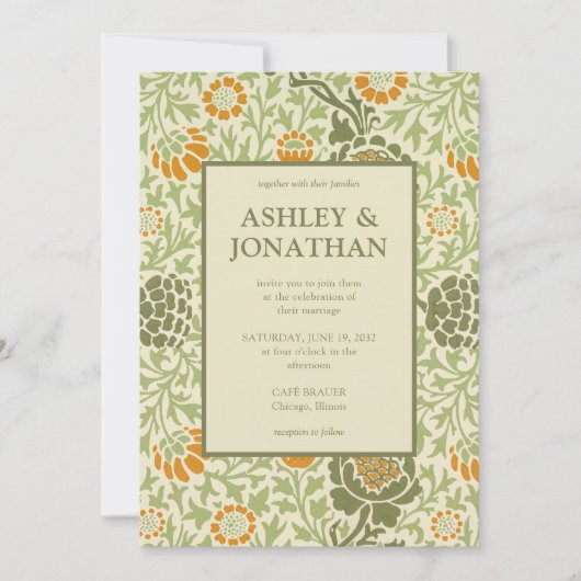 Elegant William Morris Grafton Patroon Wedding Kaart (Voorkant)
