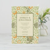 Elegant William Morris Grafton Patroon Wedding Kaart (Staand voorkant)