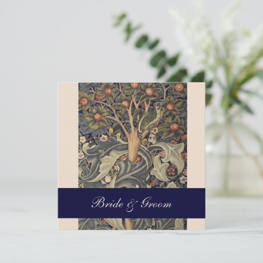 Elegant William Morris Wedding Invitations Kaart (Staand voorkant)