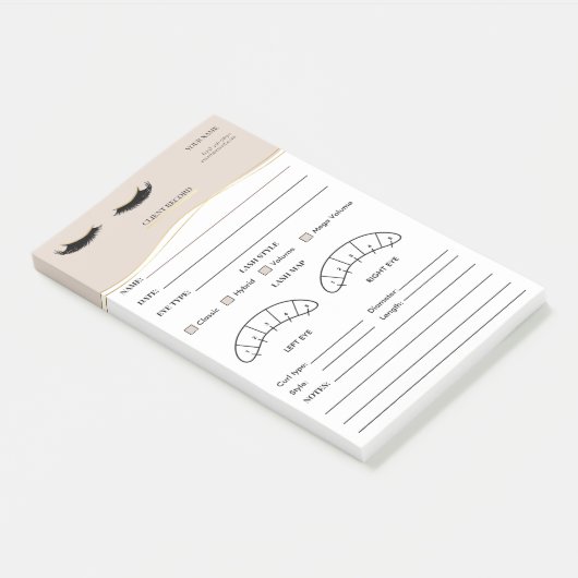 Elegant wimperclient registratieformulier post-it® notes (Schuin)