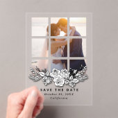 Elegant Window with Image Wedding Save the Date Acryl Uitnodigingen (Insitu (Draagbaar))