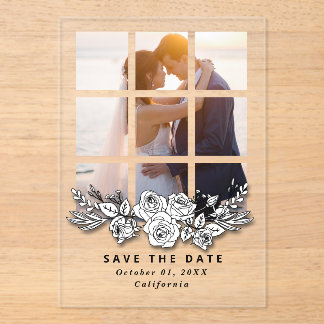 Elegant Window with Image Wedding Save the Date Acryl Uitnodigingen