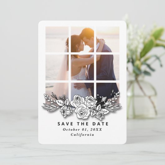 Elegant Window with Image Wedding Save the Date Kaart (Staand voorkant)
