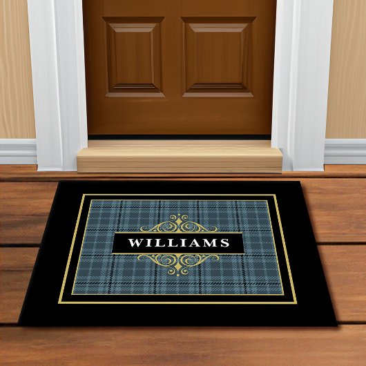 Elegant  Windows Plaid Gold Embleem Deurmat