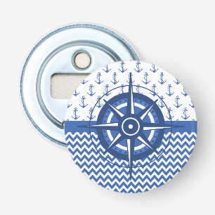 Elegant Windrose Nautical Coastal Patroon Button Flesopener