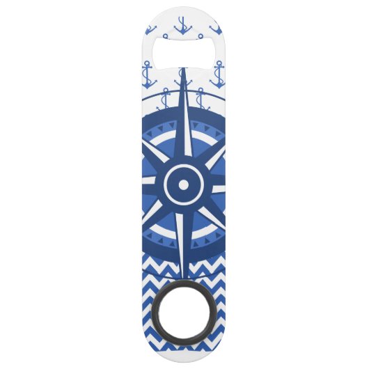 Elegant Windrose Nautical Coastal Patroon Speed Flessenopener (Achterkant)