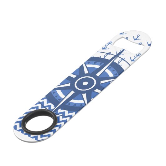 Elegant Windrose Nautical Coastal Patroon Speed Flessenopener (Achterkant Gekanteld)