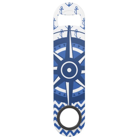 Elegant Windrose Nautical Coastal Patroon Speed Flessenopener (Voorkant)