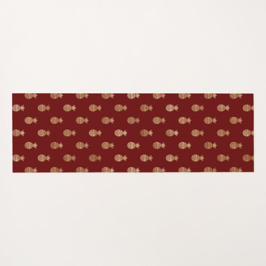 Elegant Wine and Gold Pineapple Pattern Yoga Mat (Achterkant (horizontaal))