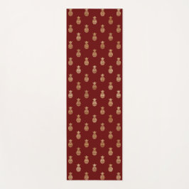 Elegant Wine and Gold Pineapple Pattern Yoga Mat