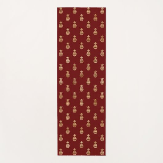 Elegant Wine and Gold Pineapple Pattern Yoga Mat (Voorkant)