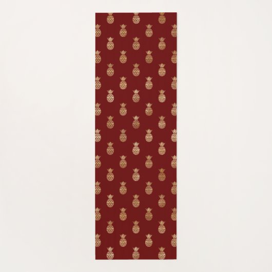 Elegant Wine and Gold Pineapple Pattern Yoga Mat (Achterkant)
