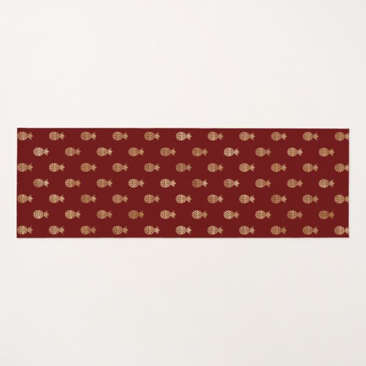 Elegant Wine and Gold Pineapple Pattern Yoga Mat (Voorkant (horizontaal))