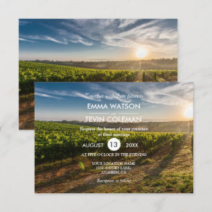 Elegant Wine and Vineyard Vines Wedding Card Kaart